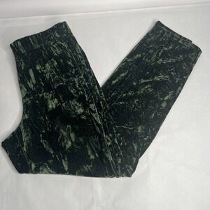 Du Jour Crinkle‎ Faux Crushed Velvet Leggings Pants Christmas Forest Green M